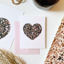 Load image into Gallery viewer, Black Floral Heart Greeting Card
