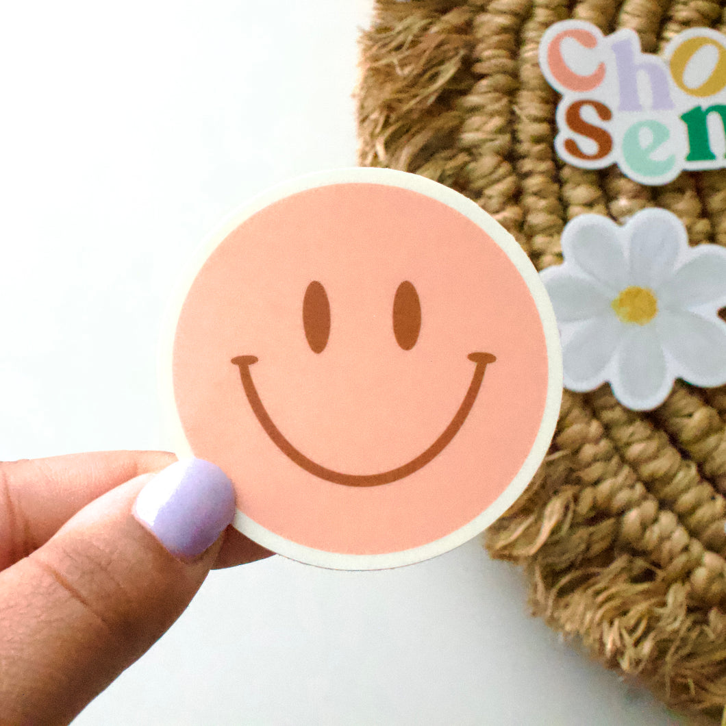 Pink Smiley Face Sticker